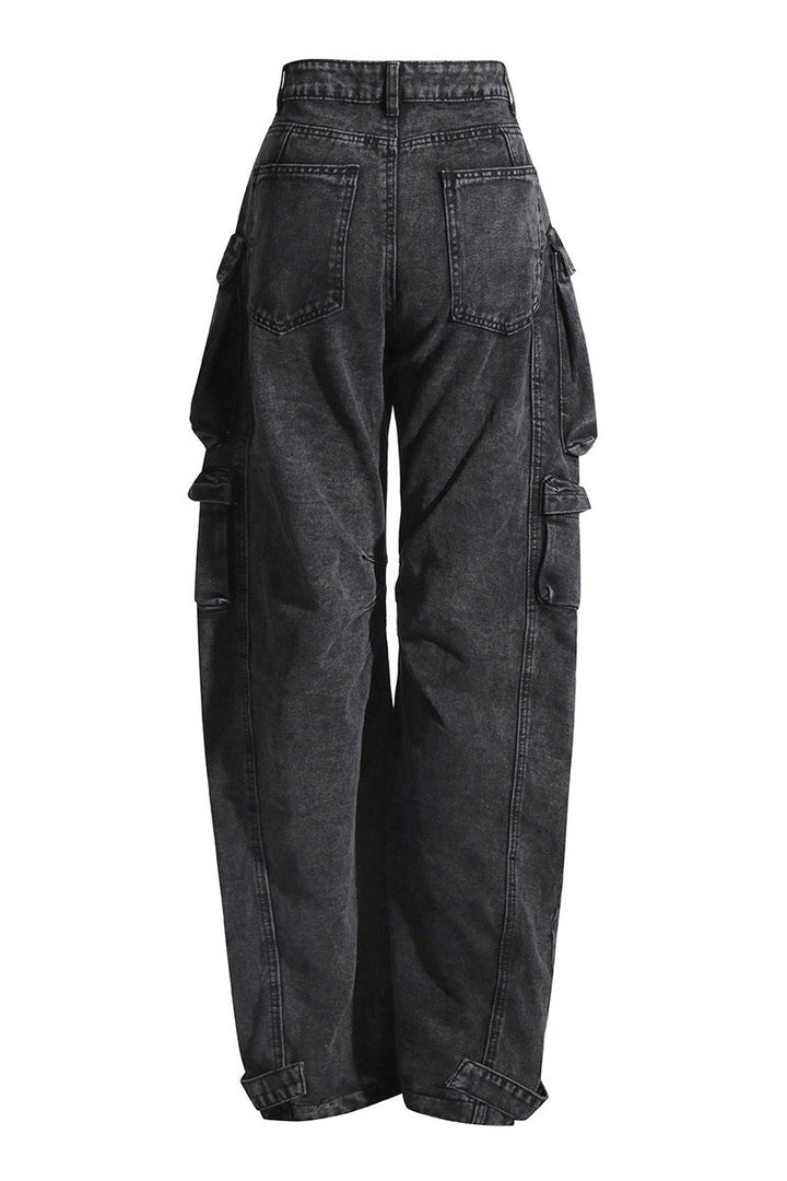 Kynlee Cargo Denim Jeans - Black