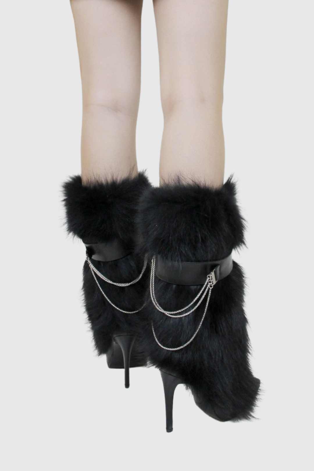 Lamia Faux Fur Knee High Boots - Black