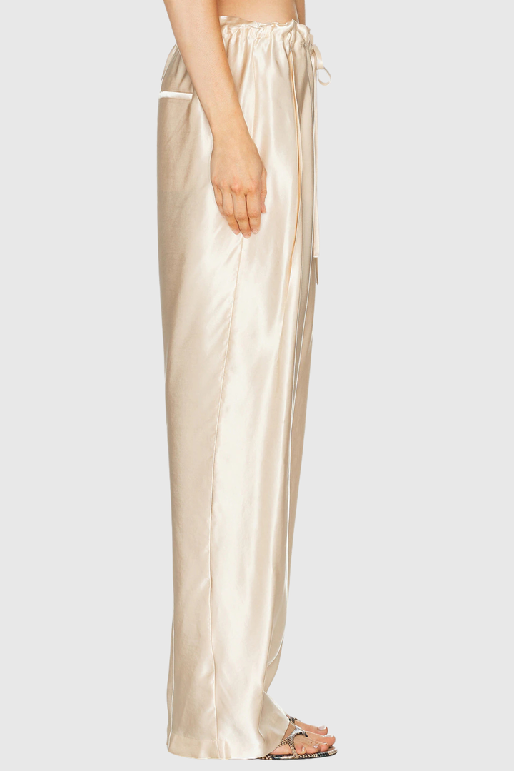 Landra Satin Ruched Pants - Beige