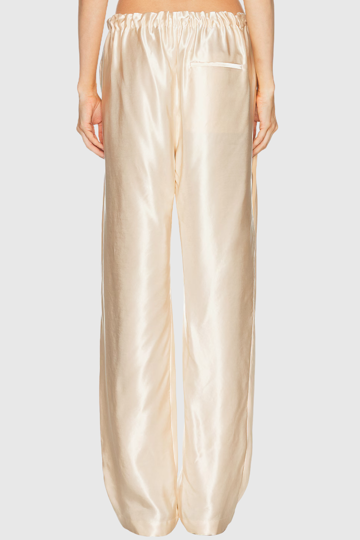 Landra Satin Ruched Pants - Beige