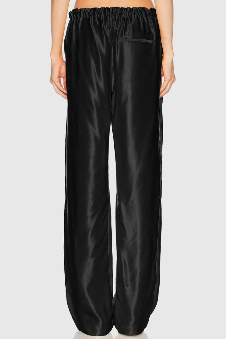 Landra Satin Ruched Pants - Black