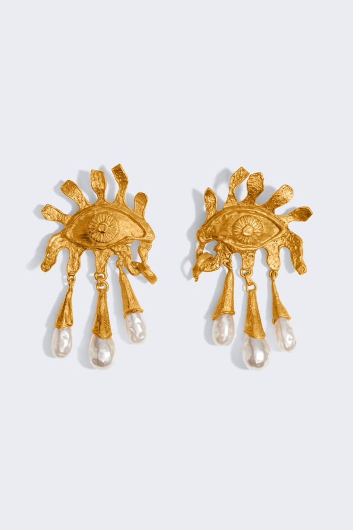 Levio Eye Teardrops Pearl Earrings