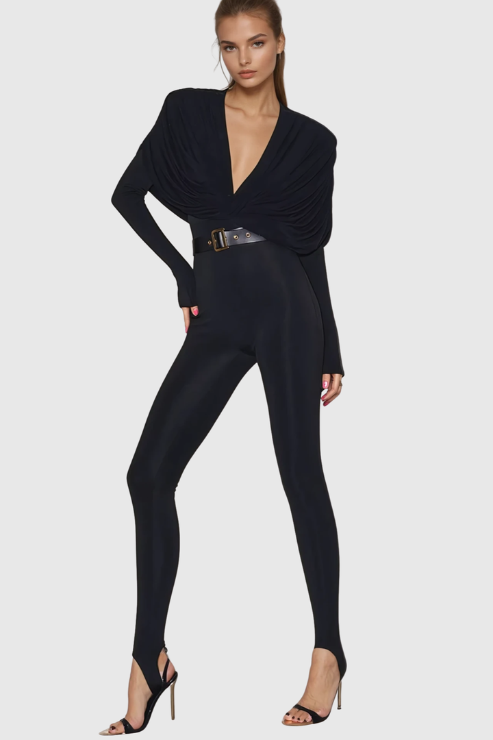 Malaci Plunge Draped Jumpsuit