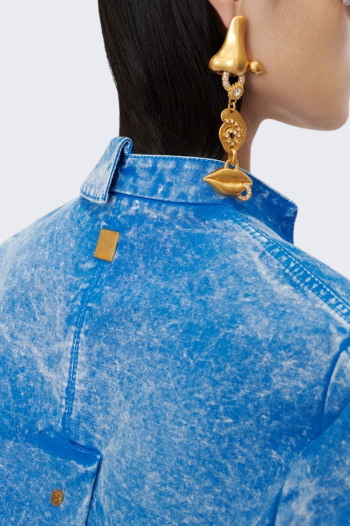 Marliz Nose Asymmetric Rhinestone Earrings