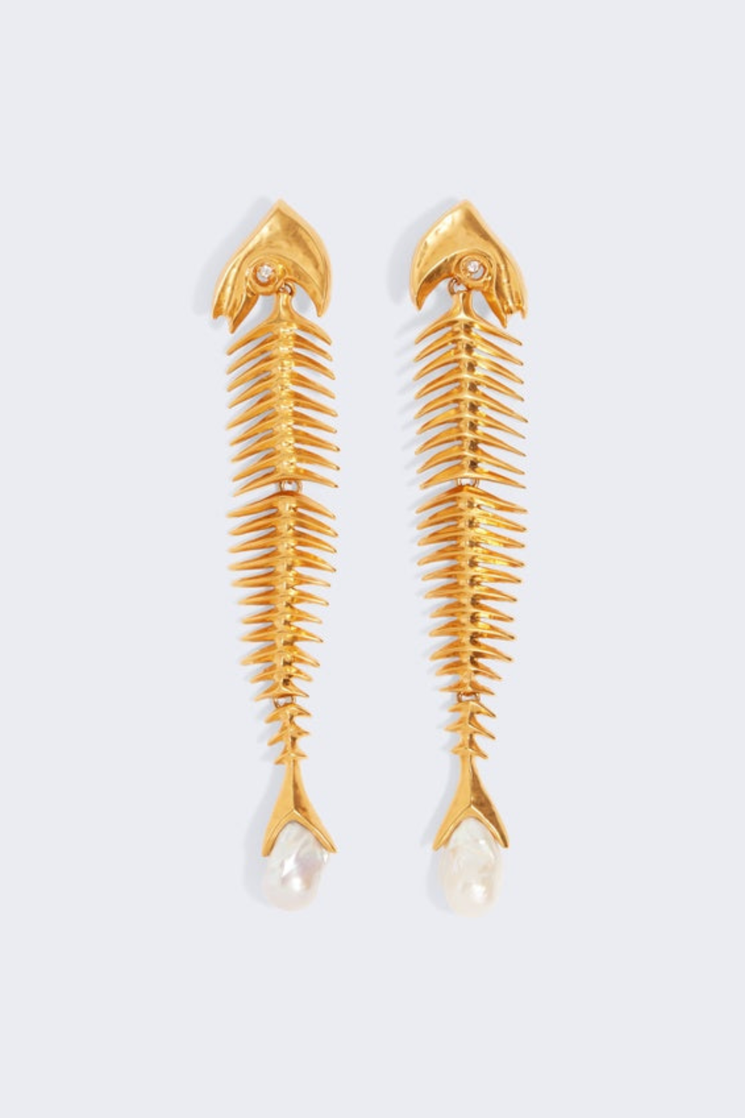 Massimo Fish Skeleton Pearl Earrings
