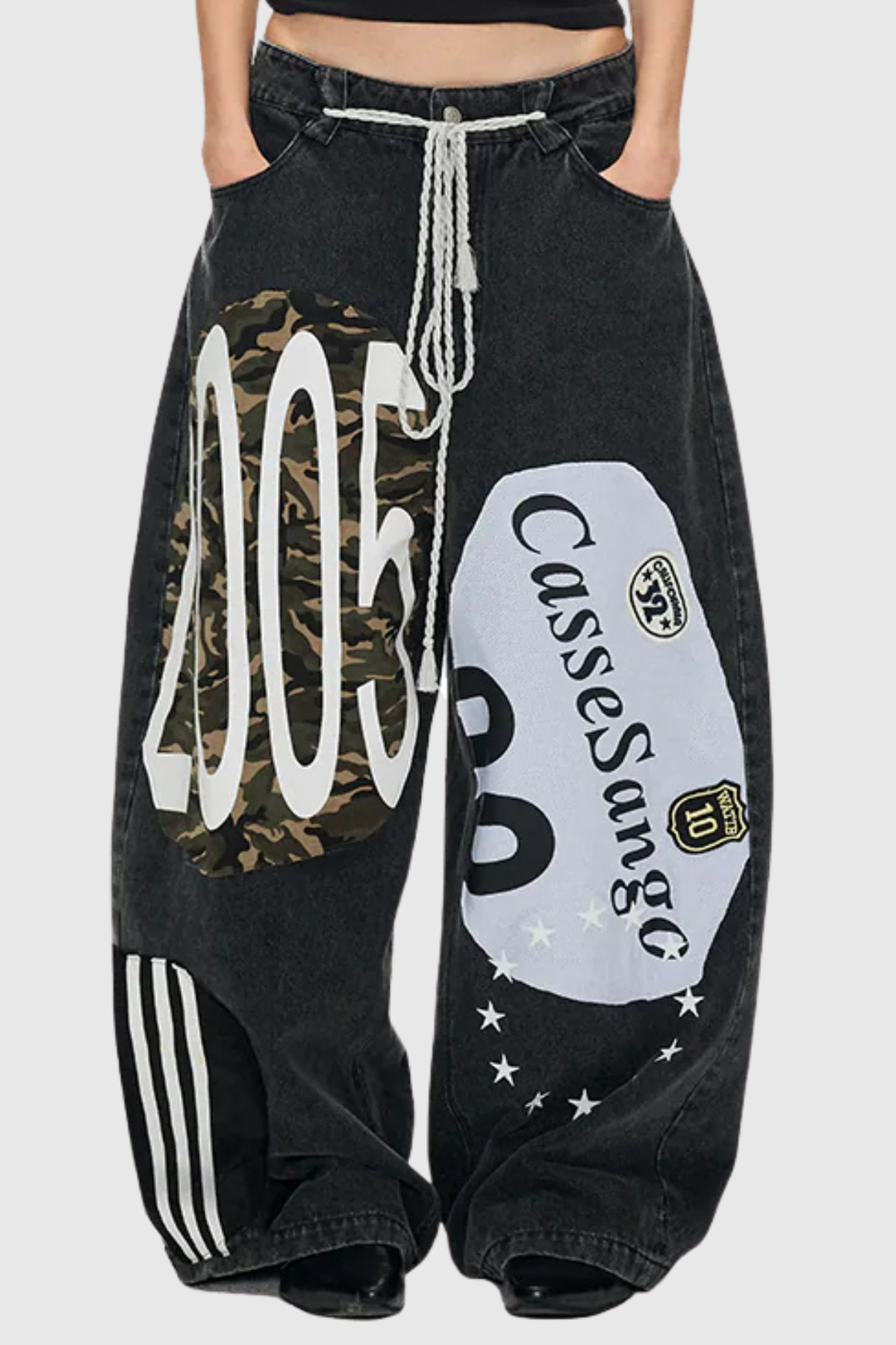 Meilani Deconstructed Patchwork Jeans - Black