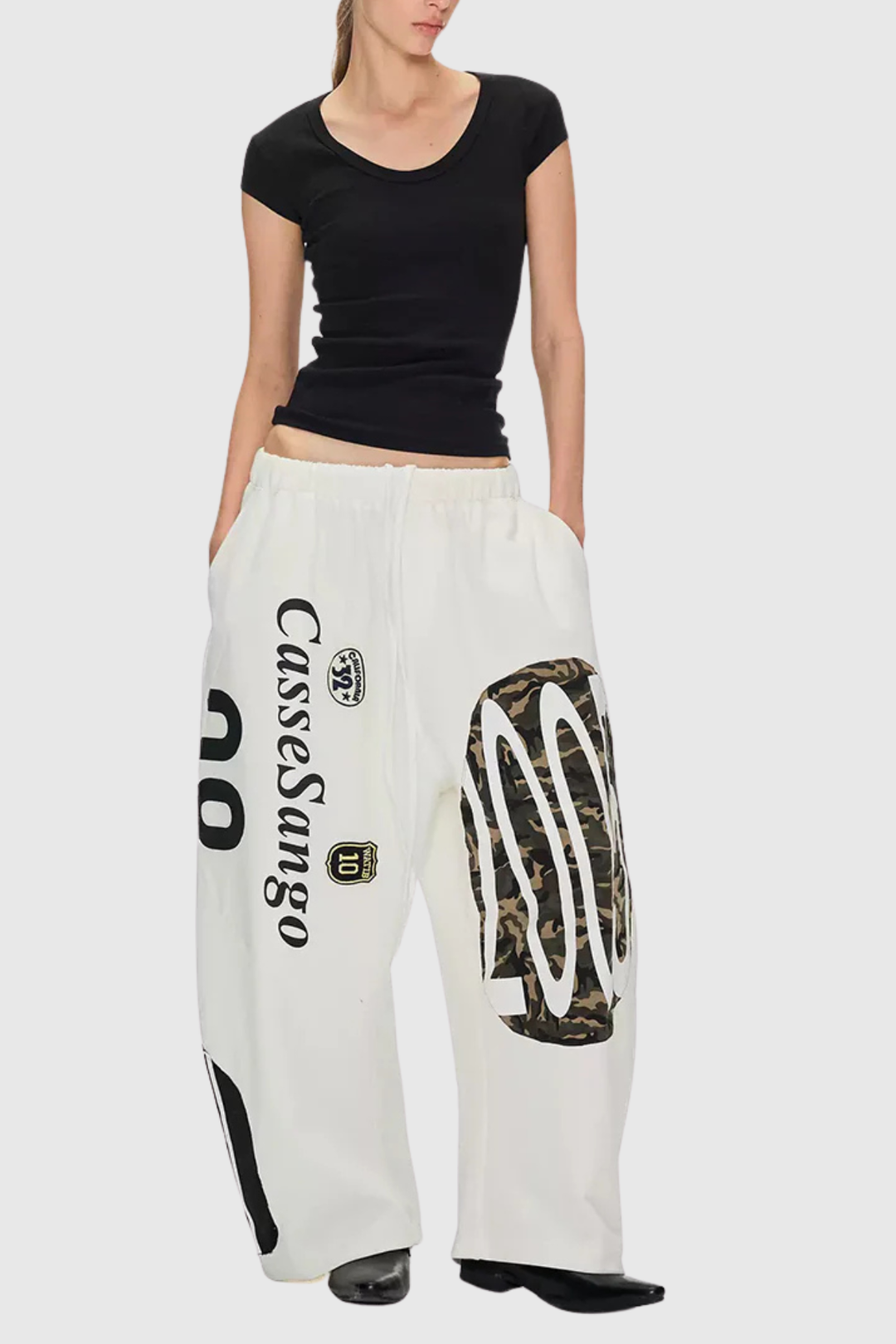 Meilani Deconstructed Patchwork Pants - White