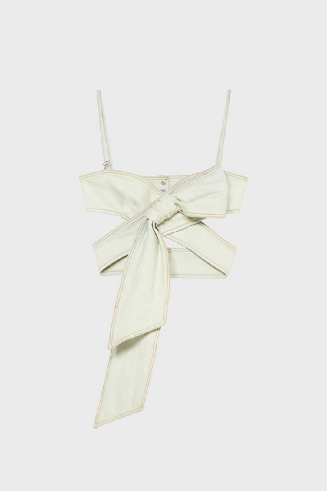 Camille Bow Denim Top - White