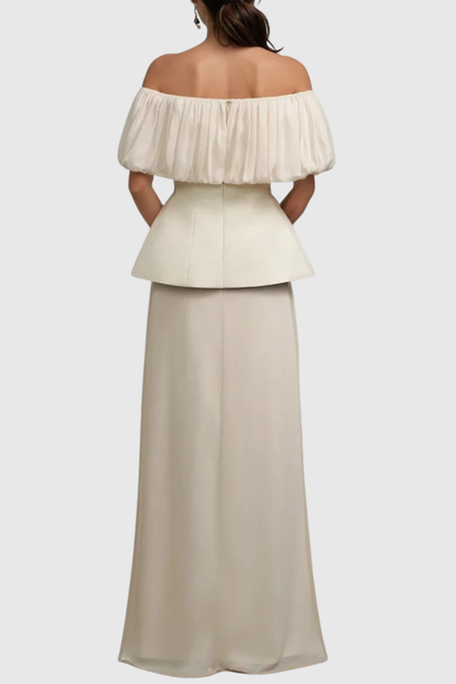 Mitchal Off Shoulder Puff Two Piece Set