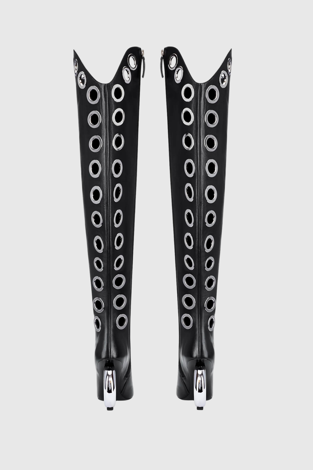 Moniqa Eyelet Knee High Boots - Black