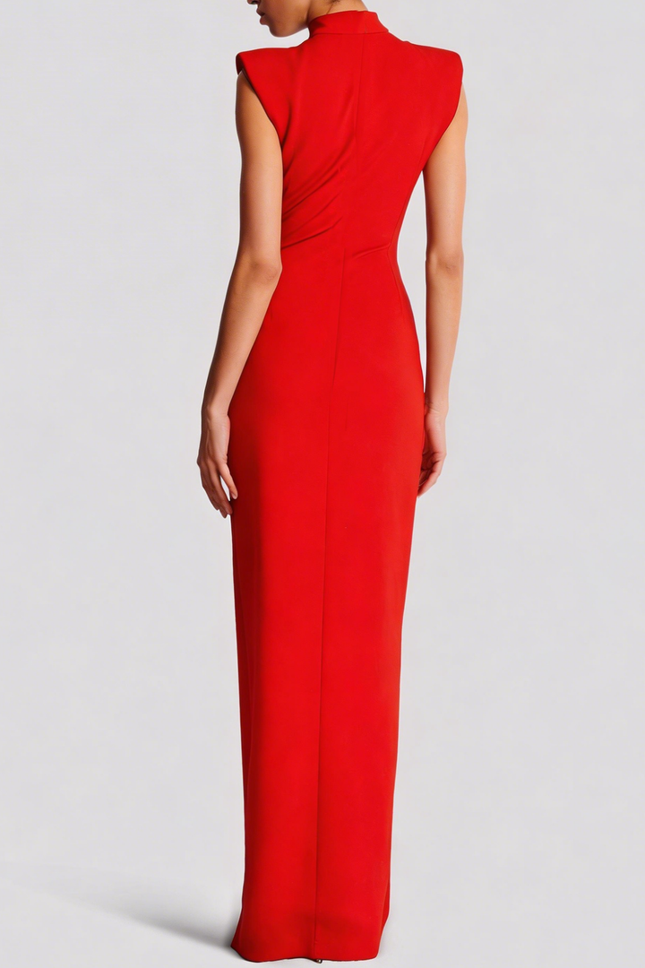 Nakoa Sleeveless Zip Split Maxi Dress - Red