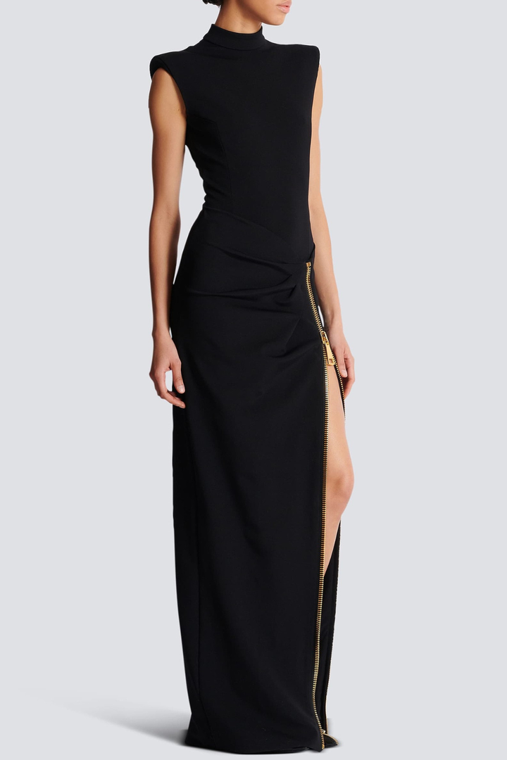Nakoa Sleeveless Zip Split Maxi Dress - Black
