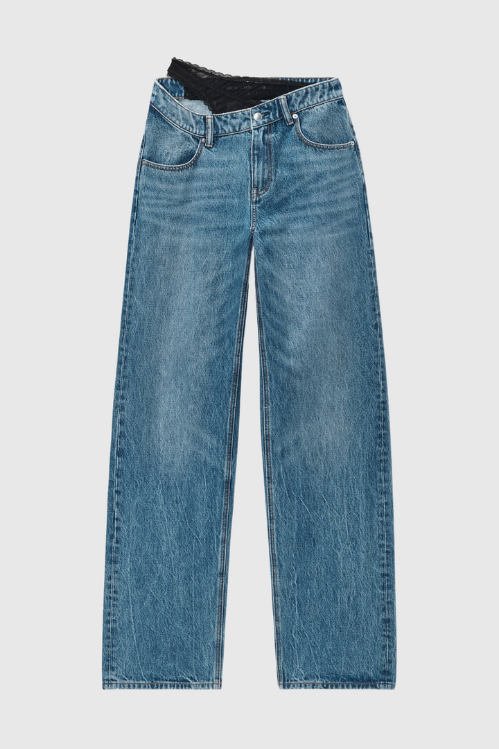 Narwa Asymmetrical Lace Waistband Jeans