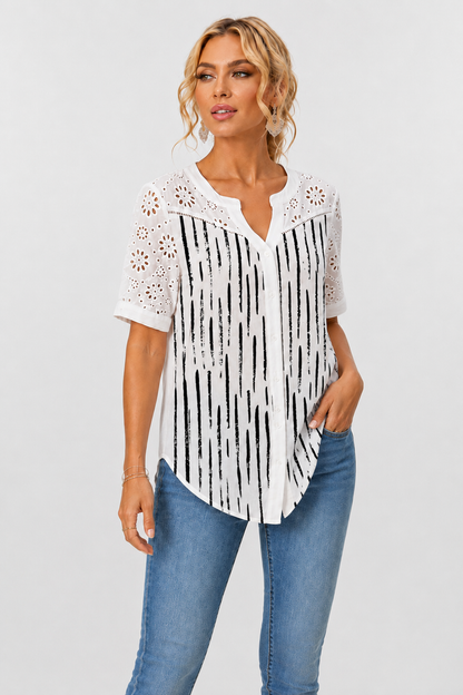 Annelise | Casual Lace Printed Blouse
