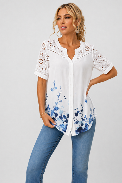 Annelise | Casual Lace Printed Blouse
