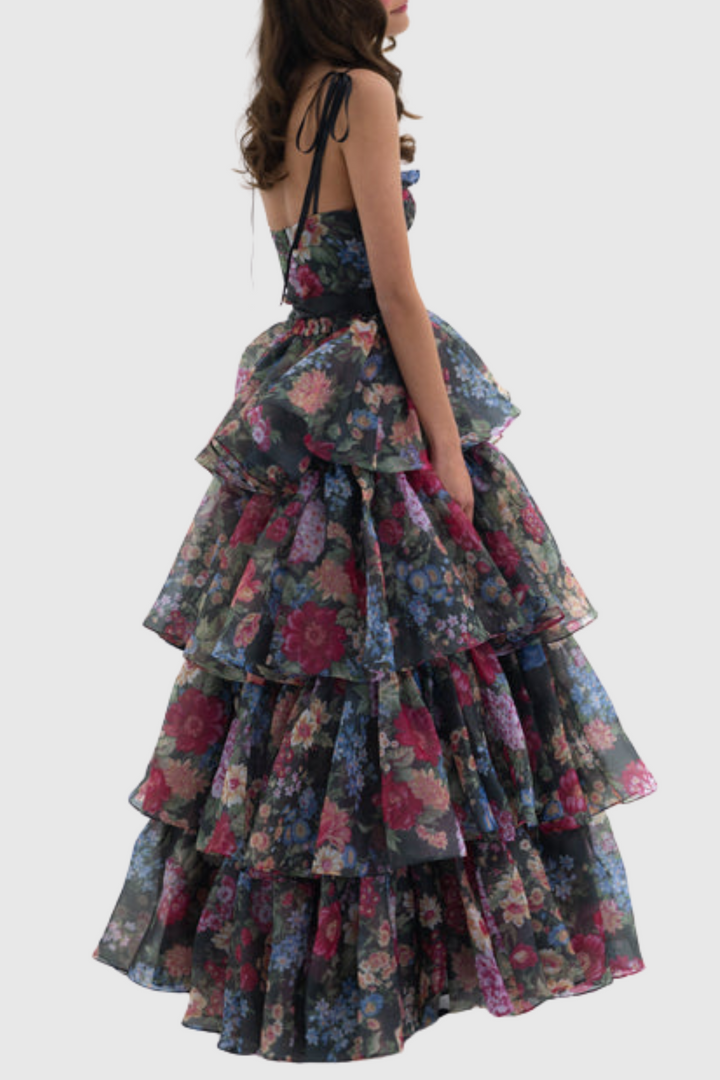 Nicola Floral Cutout Ruffle Skirt Two Piece Set