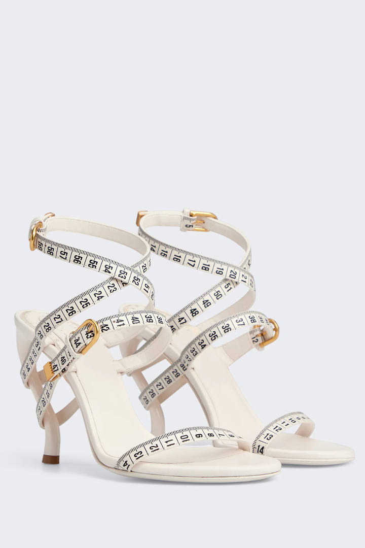 Norma Measuring Tape Heeled Sandals - White