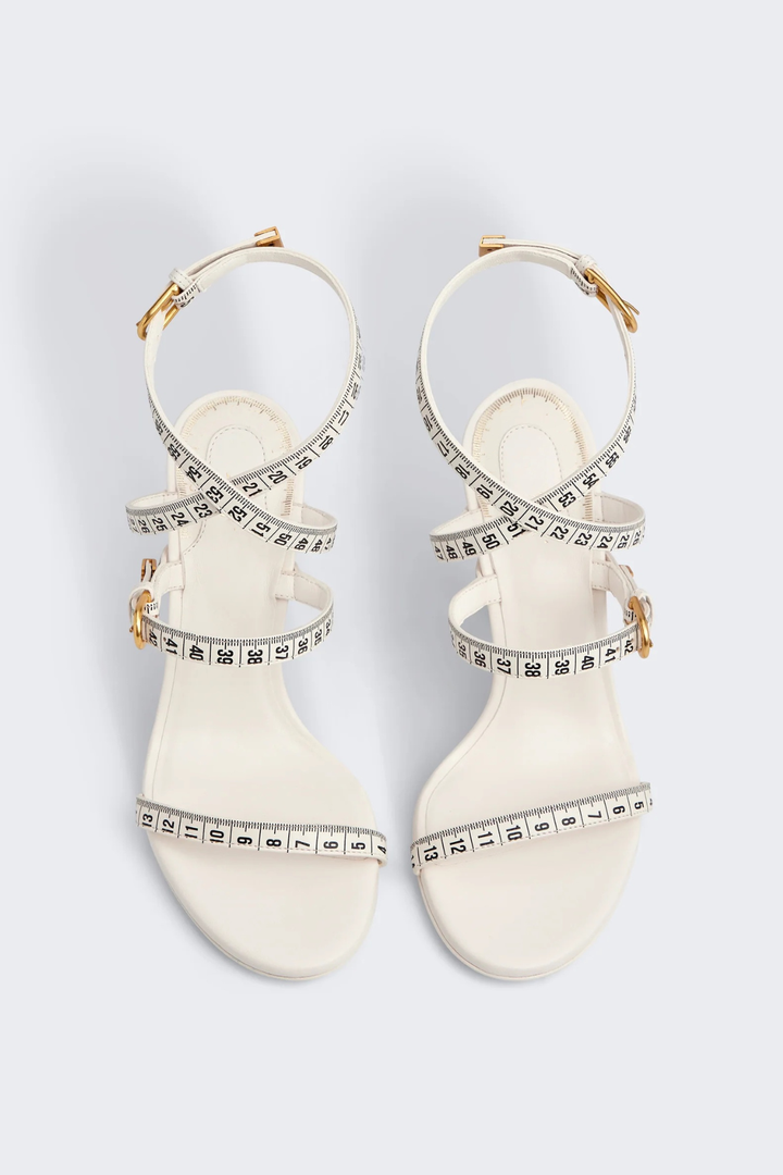 Norma Measuring Tape Heeled Sandals - White