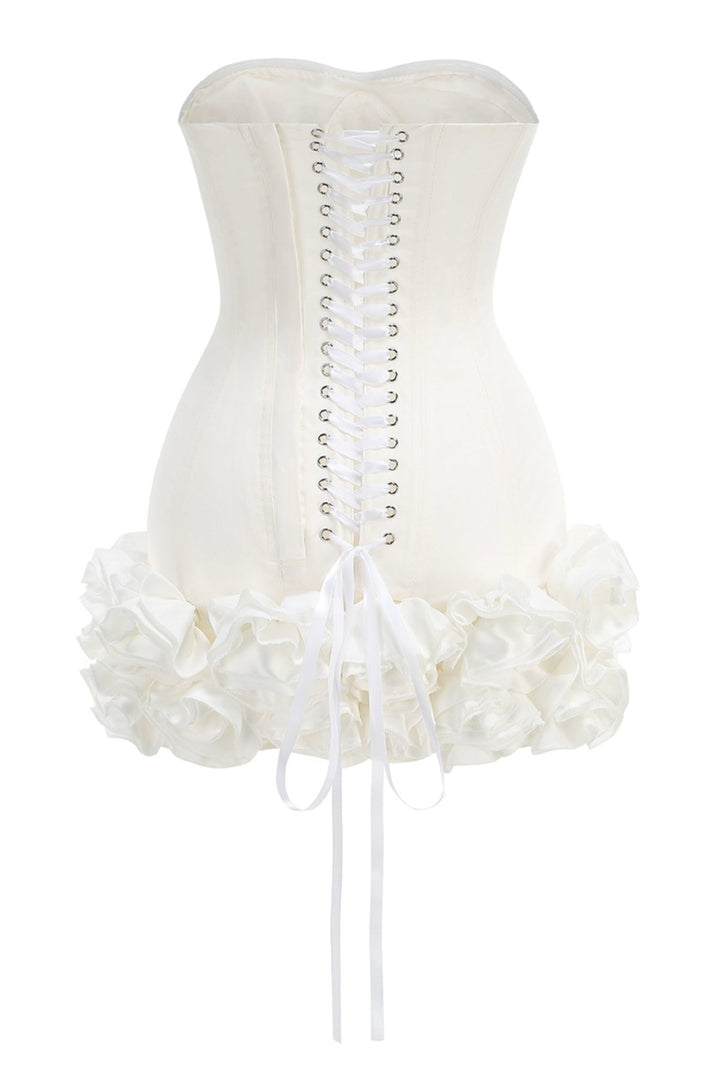 Nuala Strapless Floral Mini Dress - White