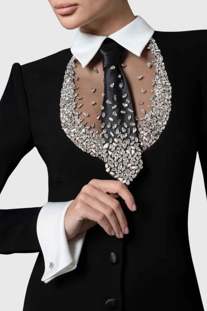 Oienna Tie Crystal Embellished Maxi Dress
