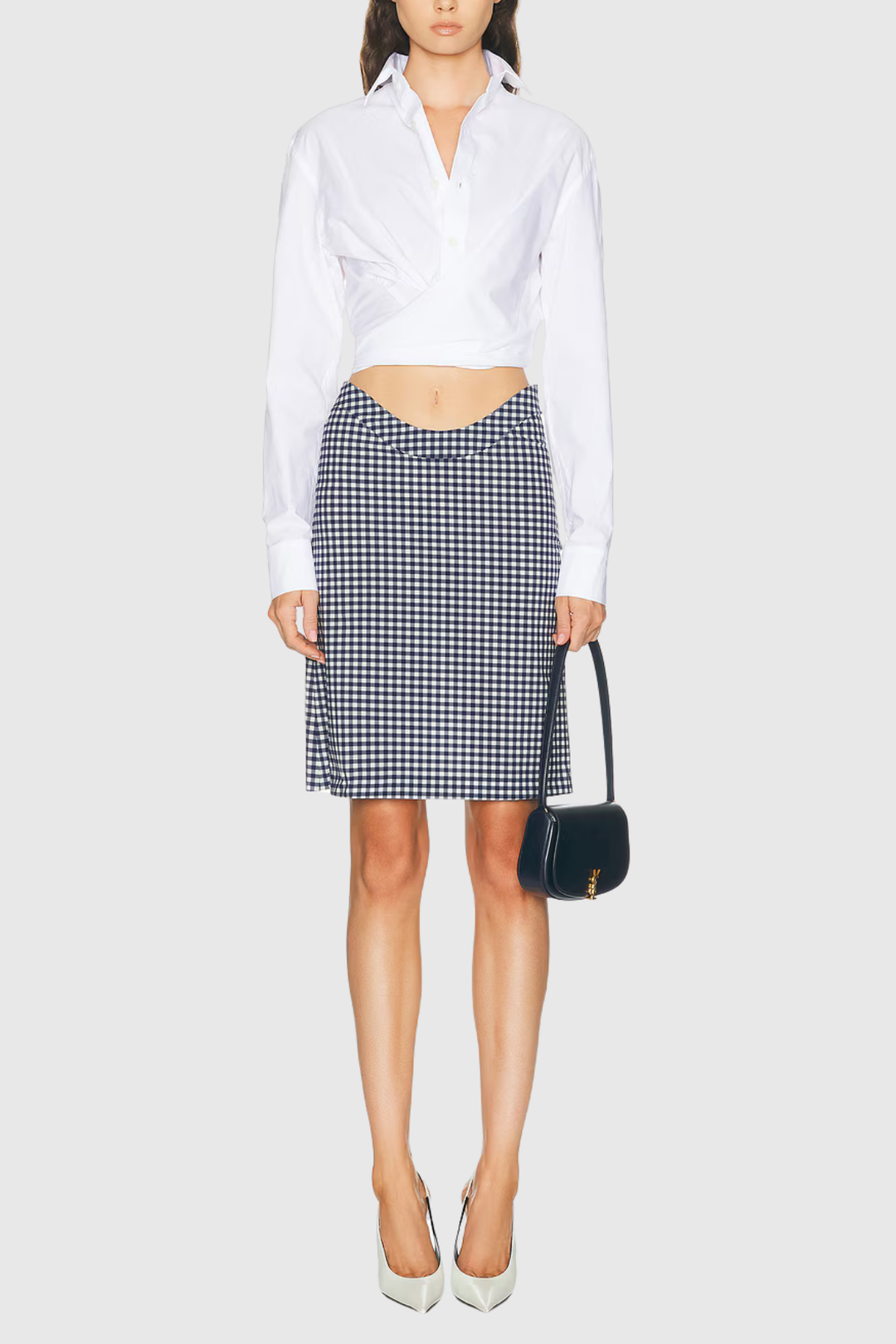 Okalyn Plaid Curved Mini Skirt