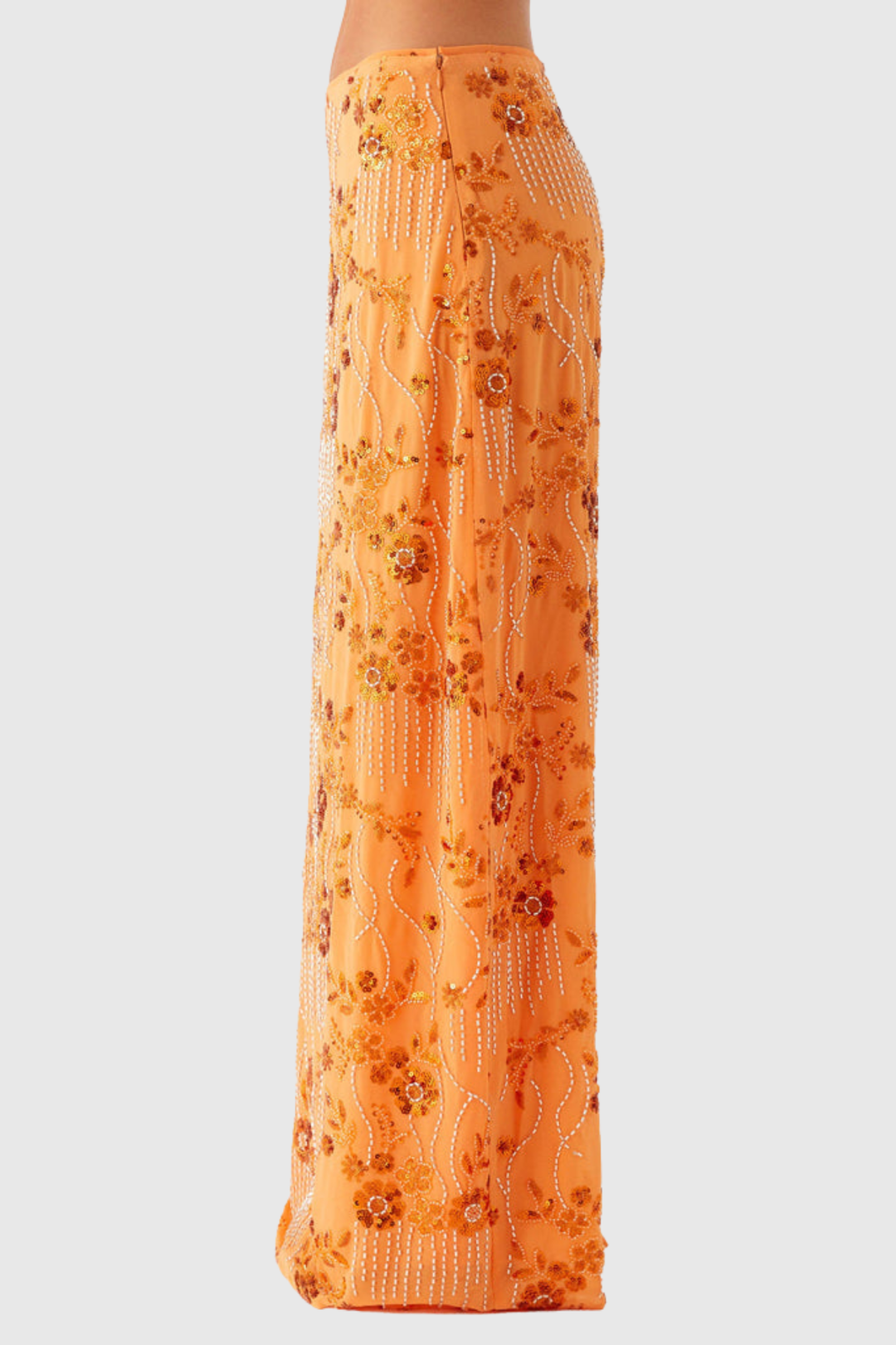Ongus Beaded Sequin Maxi Skirt - Orange