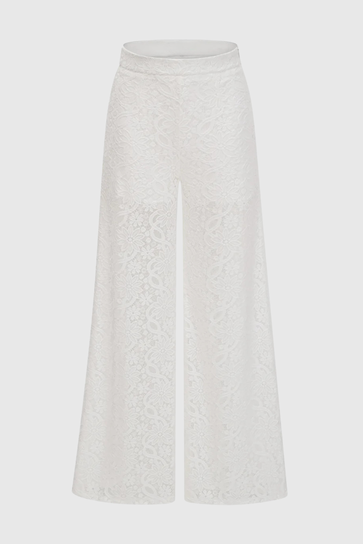Orlaith Floral Lace Top & Pants Set - White