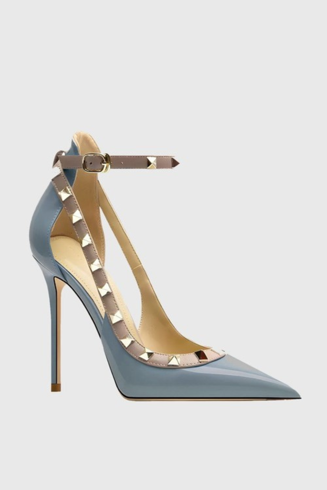 Osanya Rivet Embellished Strap Cutout Pumps  - Blue