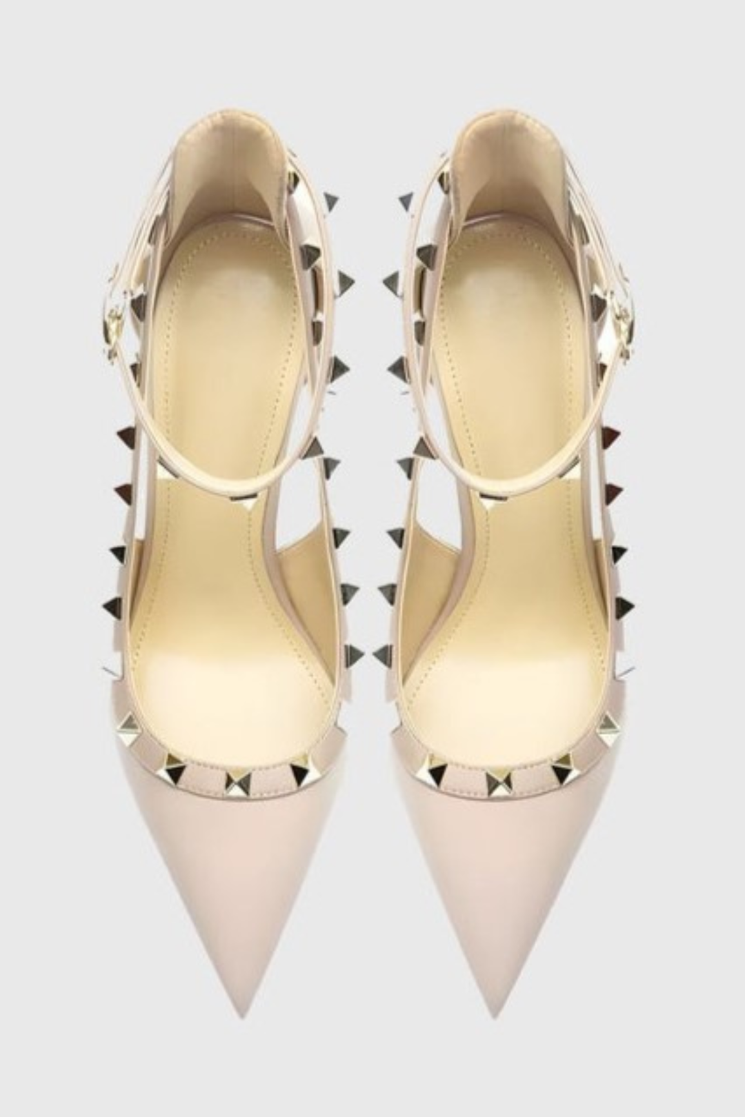 Osanya Rivet Embellished Strap Cutout Pumps  - Pink