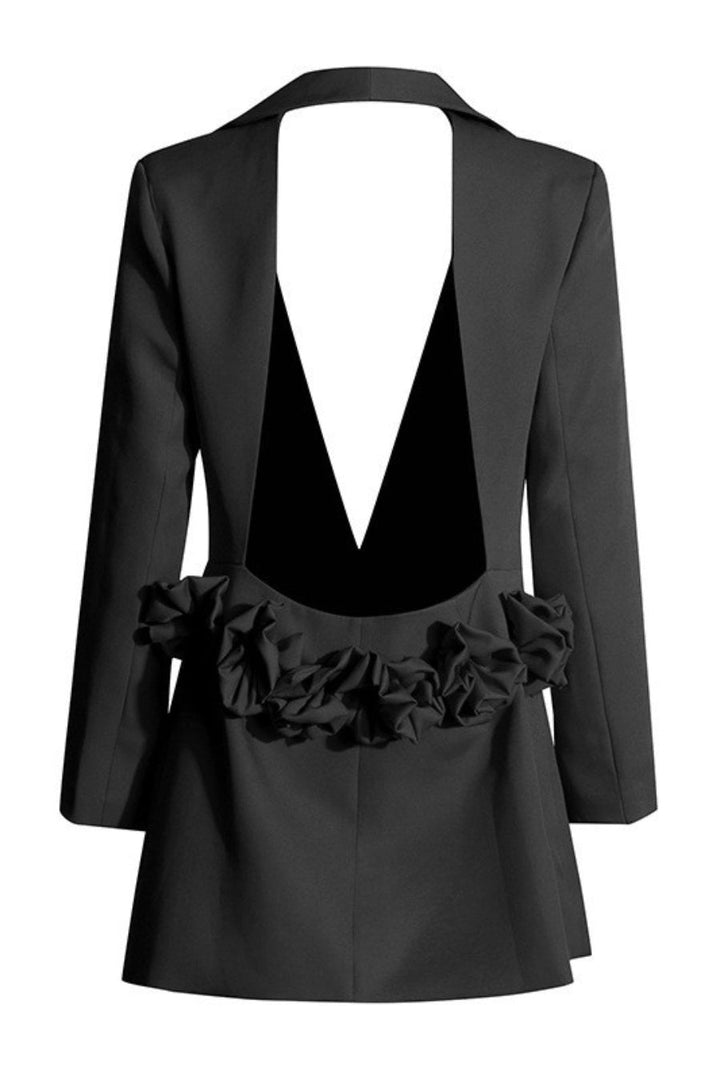 Pathia Floral Cutout Backless Blazer