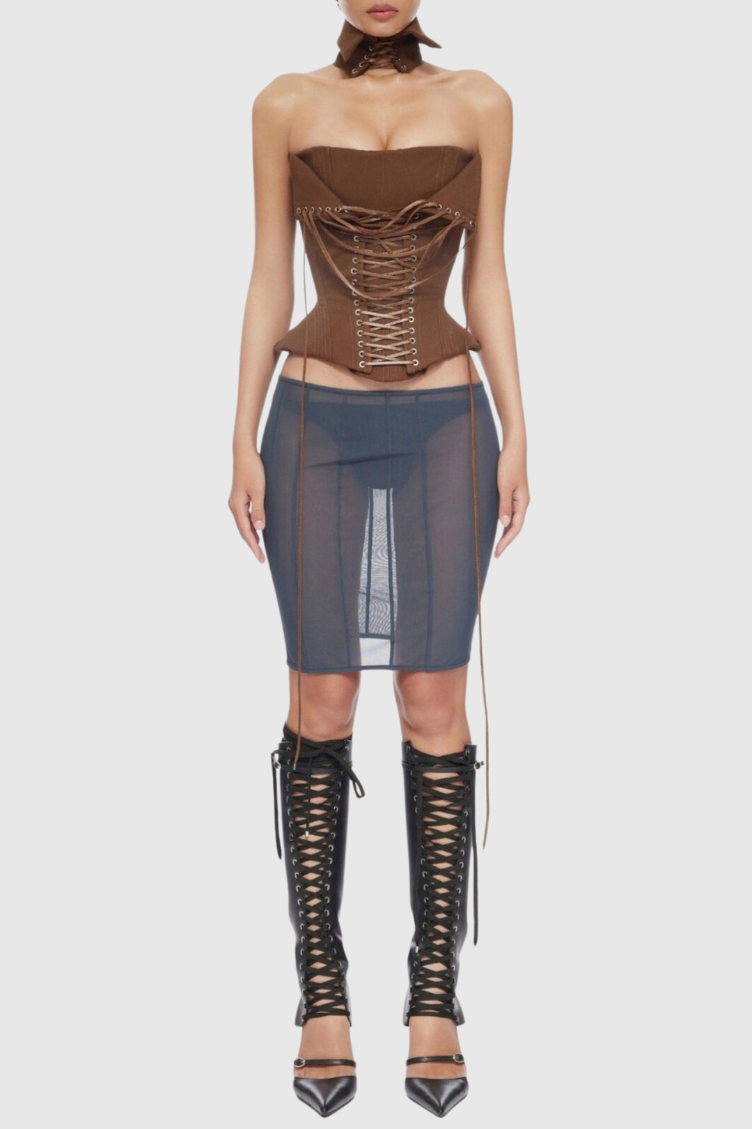Pavati Lace Up Corset - Brown