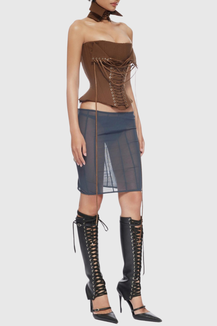 Pavati Lace Up Corset - Brown