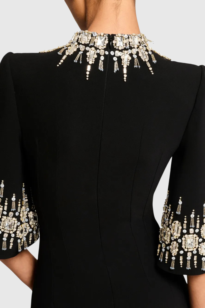 Pulosa Crystal Embellished Maxi Dress - Black