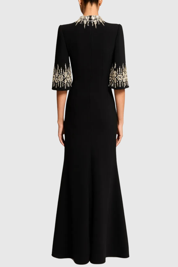 Pulosa Crystal Embellished Maxi Dress - Black