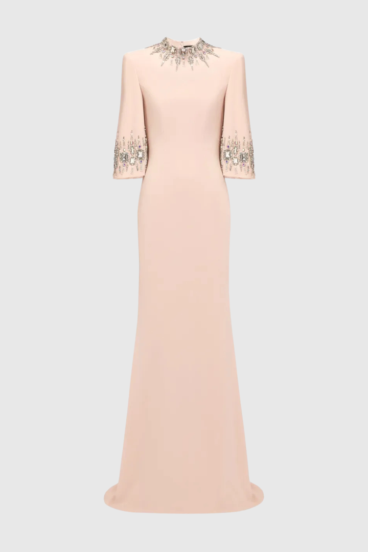 Pulosa Crystal Embellished Maxi Dress - Pink