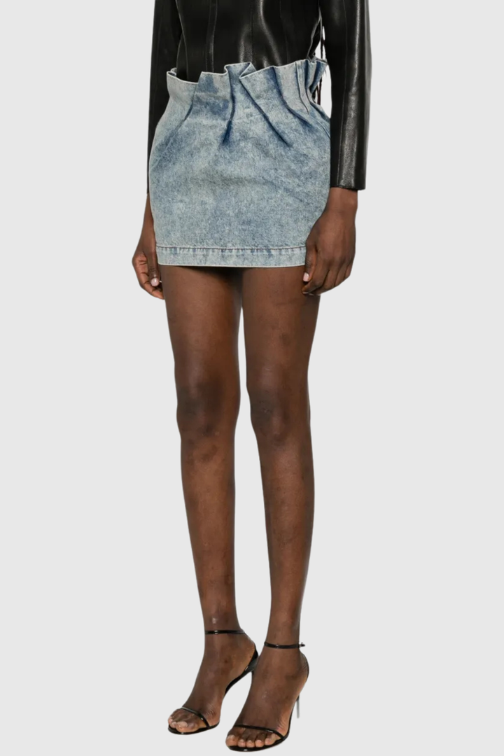 Purnima Pleated Denim Mini Skirt