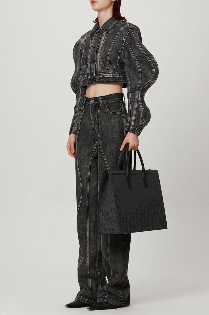Rhea 3D Wave Deconstruction Denim Jacket