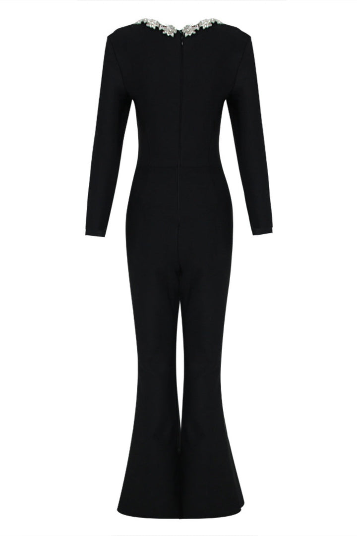Ritia Diamante Square Collar  Bandage Jumpsuit
