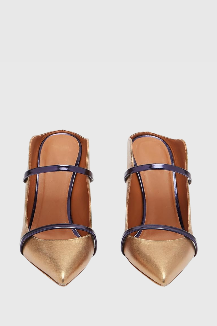 Rhya Metal Ring Satin Pumps - Gold