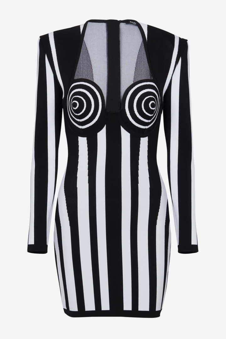 Ruelle Striped Long Sleeve Mini Bandage Dress