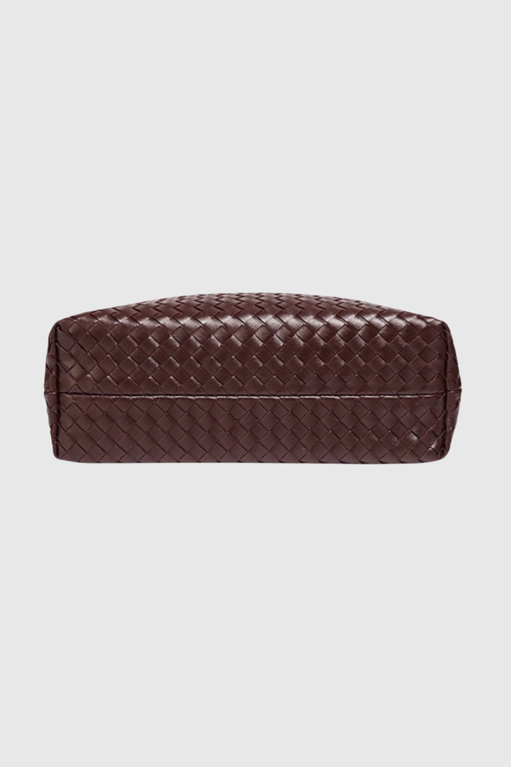 Samiya Leather Woven Tote Bag - Wine