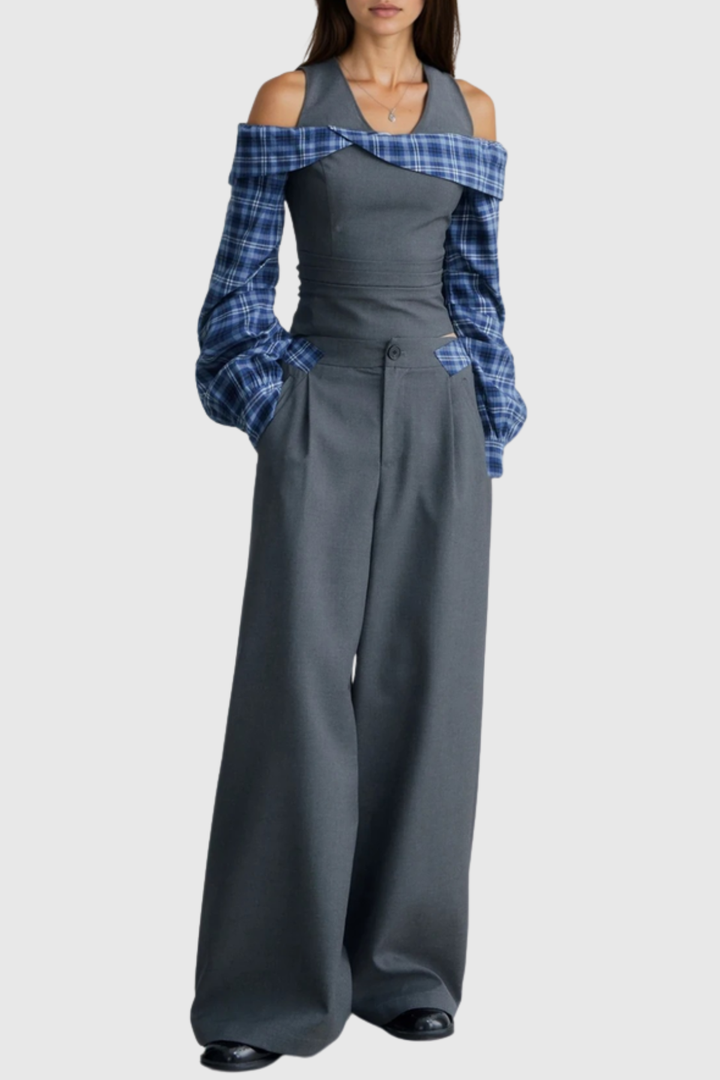 Sampla Halter Plaid Top