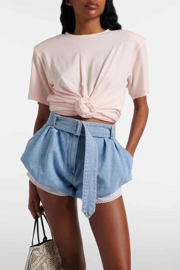 Shakalai Belted Denim Shorts - Blue