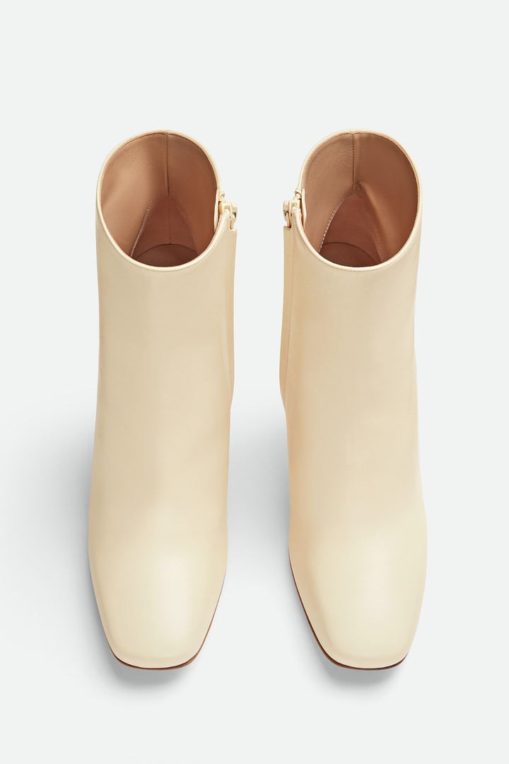 Sierrel Leather Metal Knot Ankle Boots - Beige