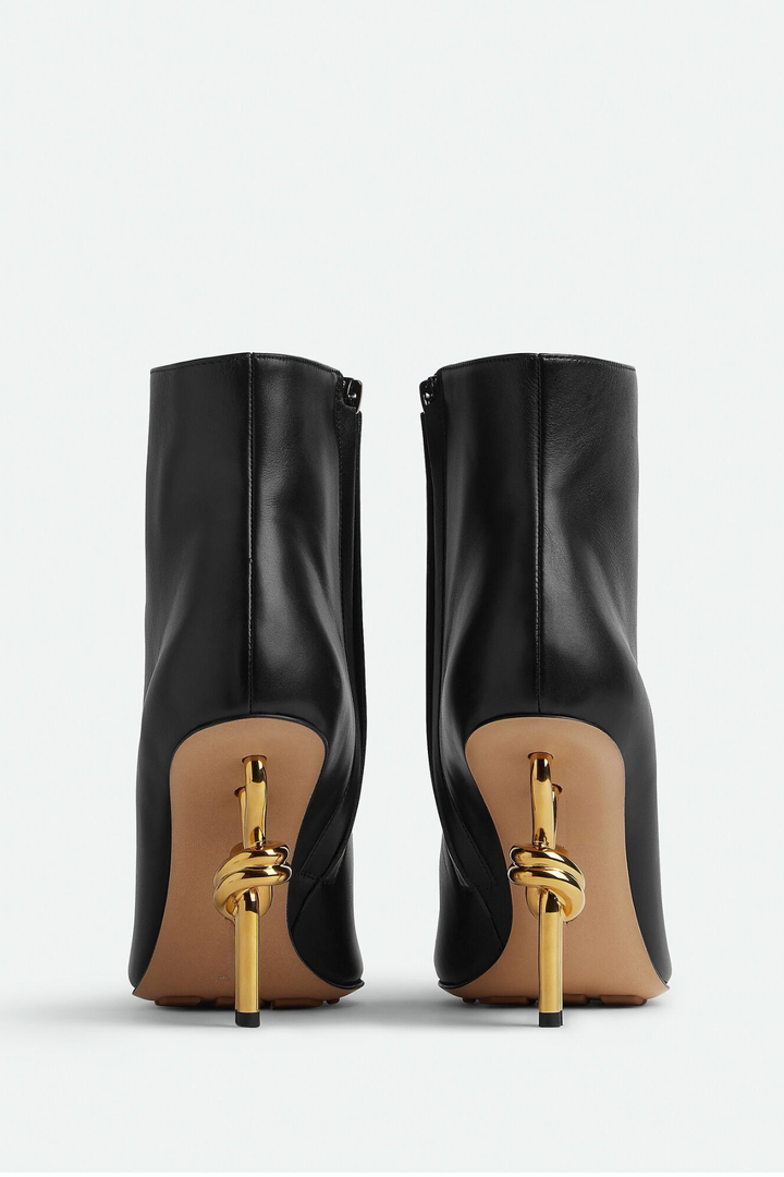 Sierrel Leather Metal Knot Ankle Boots - Black
