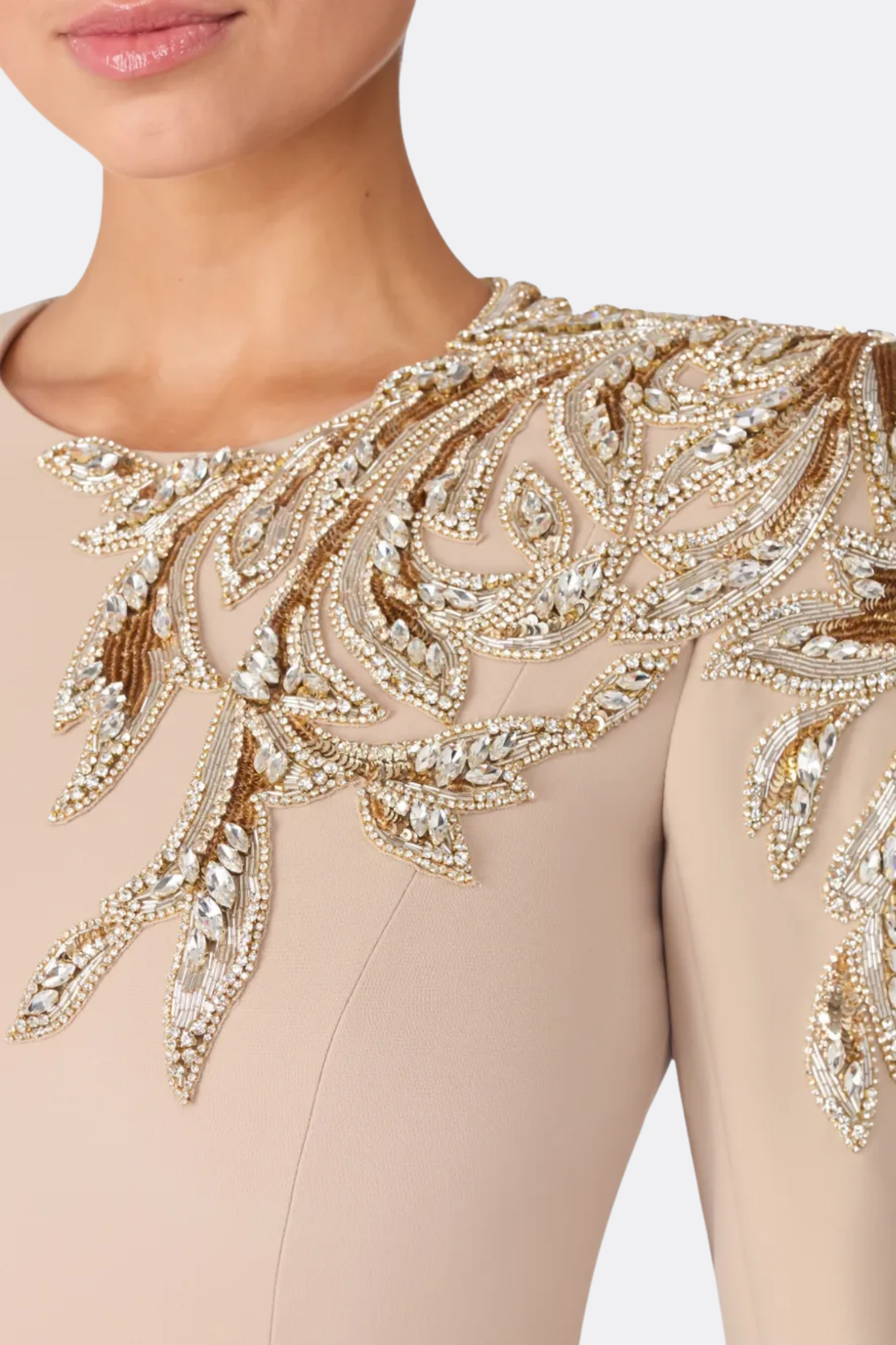 Sigria Crystal Leaf-embellished Maxi Dress - Beige