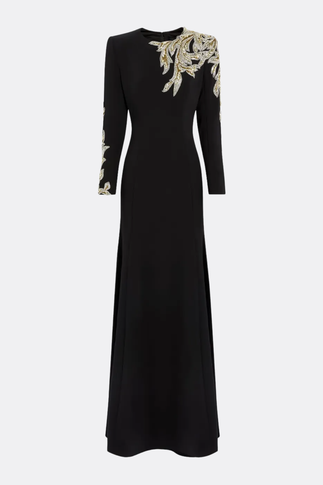 Sigria Crystal Leaf-embellished Maxi Dress - Black