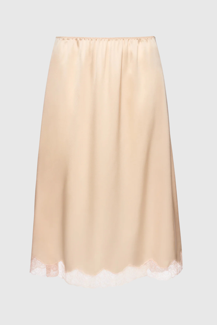 Silene Lace-trim Midi Skirt - Pink