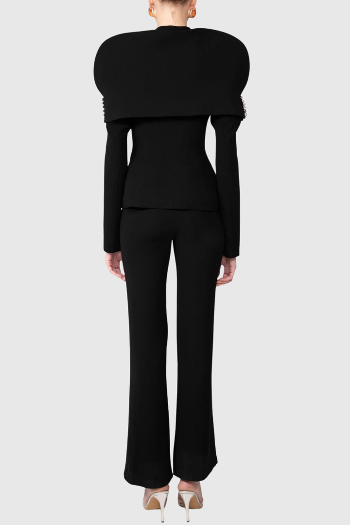 Suza Ruched Shawl Jacket - Black