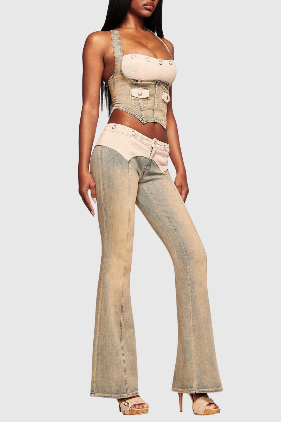 Tahnee Patchwork Corset - Beige